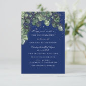 初めての聖体拝領 洗礼 キリスト教 十字架 ネイビー 招待状 (スタンド正面)