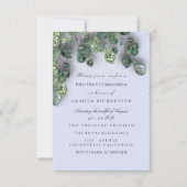 初めての聖体拝領 洗礼 キリスト教 十字架 青 招待状 (正面)