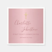 初めての聖体拝領 現代のローズゴールド ピンク スタンダードカクテルナプキン (正面)
