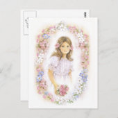 初めての聖体拝領、確認 少女 ポストカード (正面/裏面)