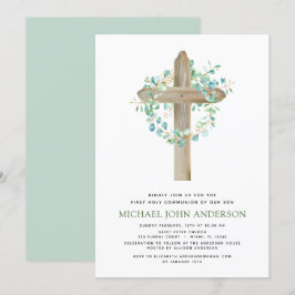 初めての聖体拝領 緑のセージ ユーカリ グリーン 招待状