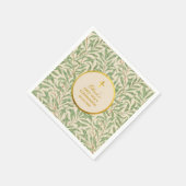 初めての聖体拝領 緑の葉 偽の金箔 モリス スタンダードカクテルナプキン (角)