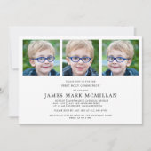 初めての聖体拝領 3枚の写真の組み合わせ 男の子の記念品 招待状 (正面)