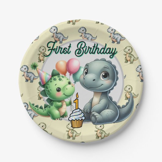  初めての誕生日おめでとう  ペーパープレート (正面)