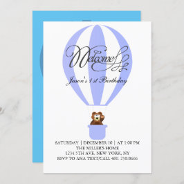 初めての誕生日のパーティーのためのハニーバルーン 招待状