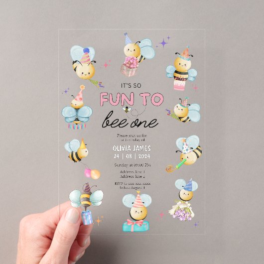 初めての誕生日を楽しもう Bee One アクリル招待状 (インサイチュ (ポータブル))
