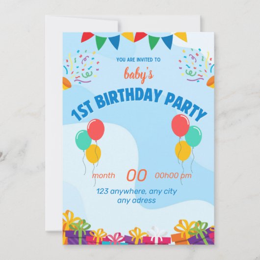 初めての誕生日カード 招待状 (正面)