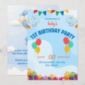 初めての誕生日カード 招待状 (正面/裏面)