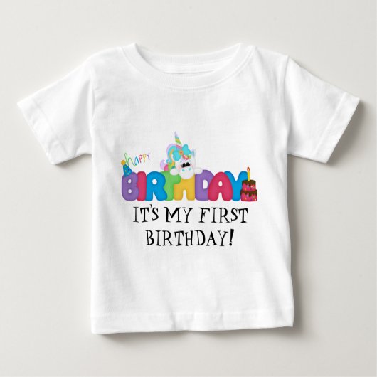 初めての誕生日ベビーTシャツ ベビーTシャツ (正面)