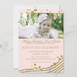 初めての誕生日音楽とハート 招待状