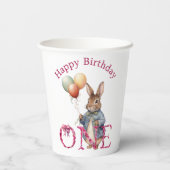 初めての誕生日 うさぎ カラフル 風船 紙コップ (裏面)