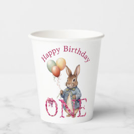 初めての誕生日 うさぎ カラフル 風船 紙コップ