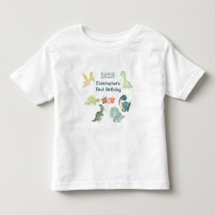 初めての誕生日 かわいい恐竜 ウォーターカラー トドラーTシャツ