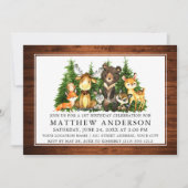 初めての誕生日 ウッド・ウォーターカラー・ウッドランド・アニマル 招待状 (正面)