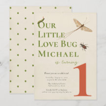 初めての誕生日　小さなラブバグのベイビー招待状