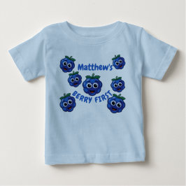 初めての誕生日 男の子 ブルーベリー 1歳 ベビーTシャツ