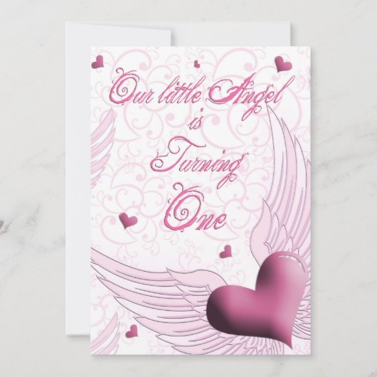 初めての誕生日 - 私たちの小さな天使 招待状 (正面)