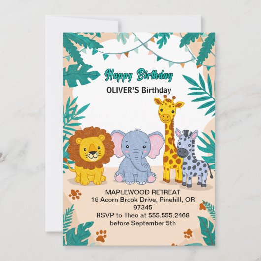 初めての誕生日 1歳の誕生日 招待状 (正面)