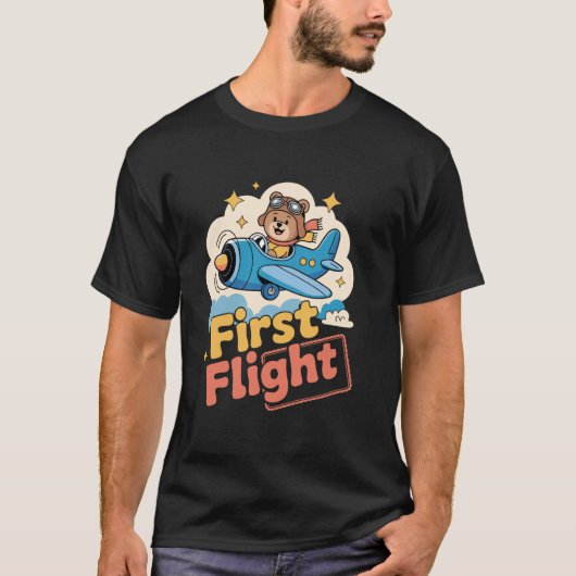 初めての飛行機 初めての飛行機の冒険 AI Tシャツ (正面)