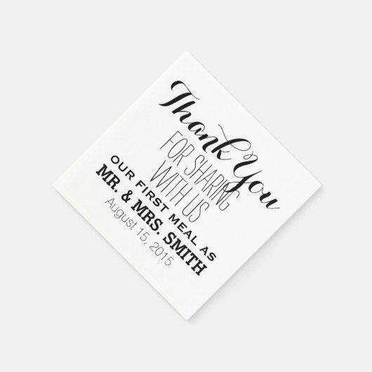 初めての食事を一緒にしてくれてあり結婚がとう スタンダードカクテルナプキン (角)