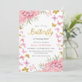 初めての1歳の誕生日 水彩蝶と花 招待状 (スタンド正面)