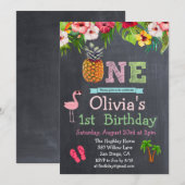 初めての1歳誕生日 アロハロウパトロピカル招待状 招待状 (正面/裏面)