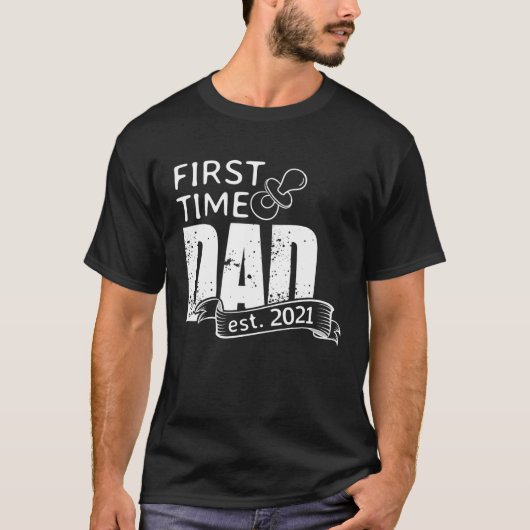 初めてパパ2021父サプライズ・プレグナン Tシャツ (正面)