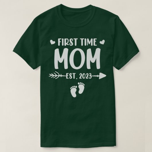 初めてママEst 2023間すぐにママのジェンダーになる Tシャツ (デザイン正面)