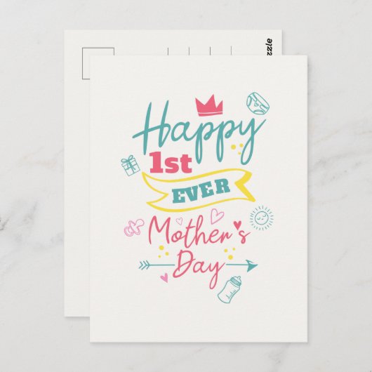 初めて母の日を幸せに可愛い新しい母 ポストカード (正面/裏面)