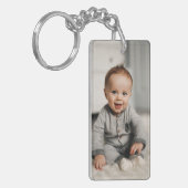 初めて父の日の贈り物パパベビー写真 キーホルダー (正面左)