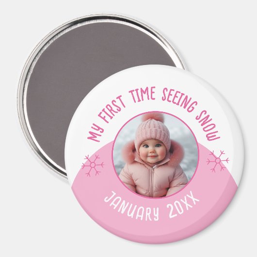 初めて雪の写真カスタムや年を見る マグネット (正面/裏面)