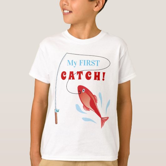初めて魚が釣れる Tシャツ (正面)