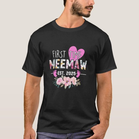 初めてMeemaw Est 2025新おばあちゃんベビーAnnoun Tシャツ (正面)