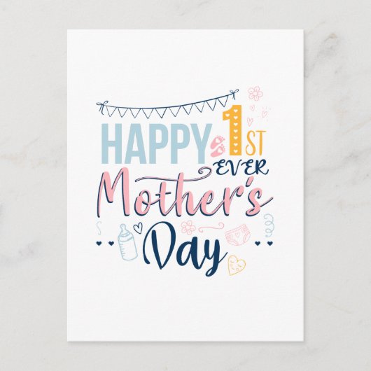 初めでたい母の日かわいい新しい母 ポストカード (正面)