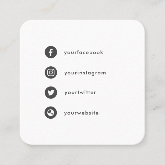 初めのお会いソーシャルメディアのアイコンおもしろいデートすること スクエア名刺 (正面)