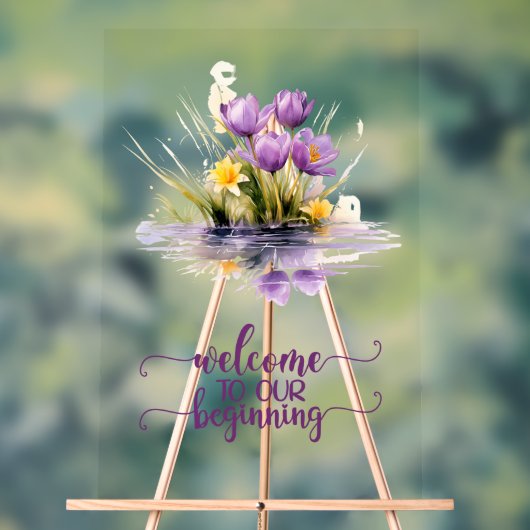 初めのアクリル結婚の看板へようこそ アクリルサイン (ニュートラル)