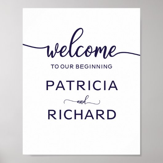 初めのシックなネイビーブルーサインへようこそ ポスター (正面)