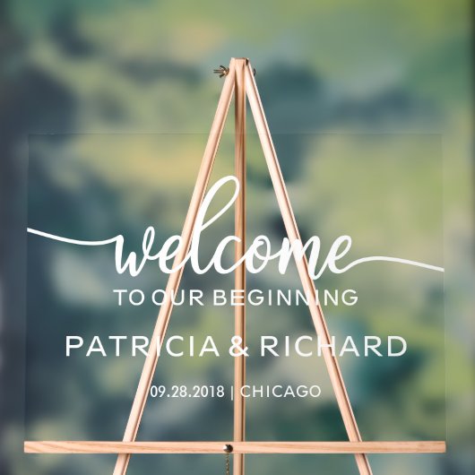 初めの歓迎結婚サインへようこそ アクリルサイン (ニュートラル)