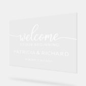 初めの歓迎結婚サインへようこそ アクリルサイン (傾斜)