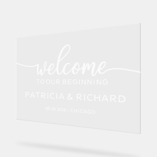 初めの歓迎結婚サインへようこそ アクリルサイン (傾斜)