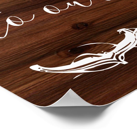 初めの素朴な木の看板結婚へようこそ ポスター (角)