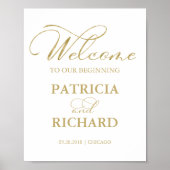 初めの金箔のサインエレガントへようこそ ポスター (正面)