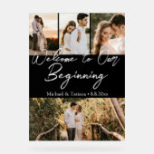 初めの4枚の写真結婚ブラックへようこそ アクリルサイン (正面)