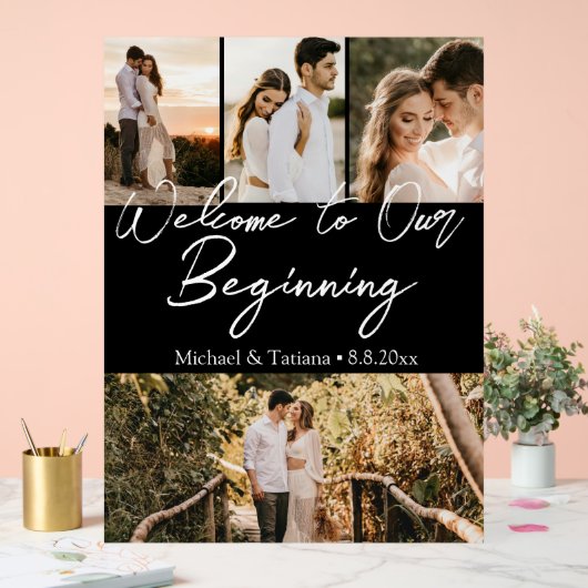 初めの4枚の写真結婚ブラックへようこそ アクリルサイン (ウェディング)