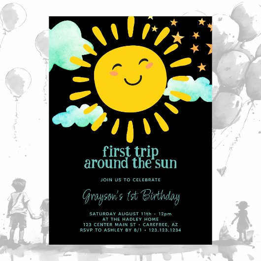 初めましての太陽一周記念1歳の誕生日 招待状
