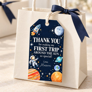 初めましての太陽一周記念 海軍色スペースバースデー ギフトタグ