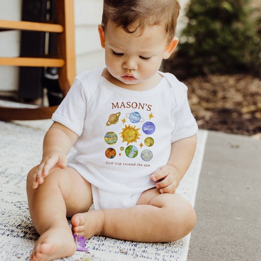 初めましてサンの周りをクルクル!|1歳の誕生日 ベビーTシャツ
