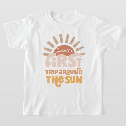初めまして太陽の周りを一周 1歳の誕生日 Tシャツ (レイダウン)