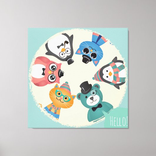 初めまして!アニマルフレンドサークル キャンバスプリント (正面)