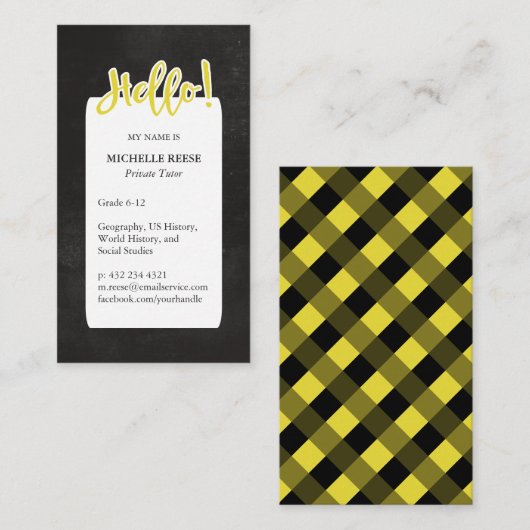 初めまして!イエロー&ブラックプライベートチューター 名刺 (正面/裏面)